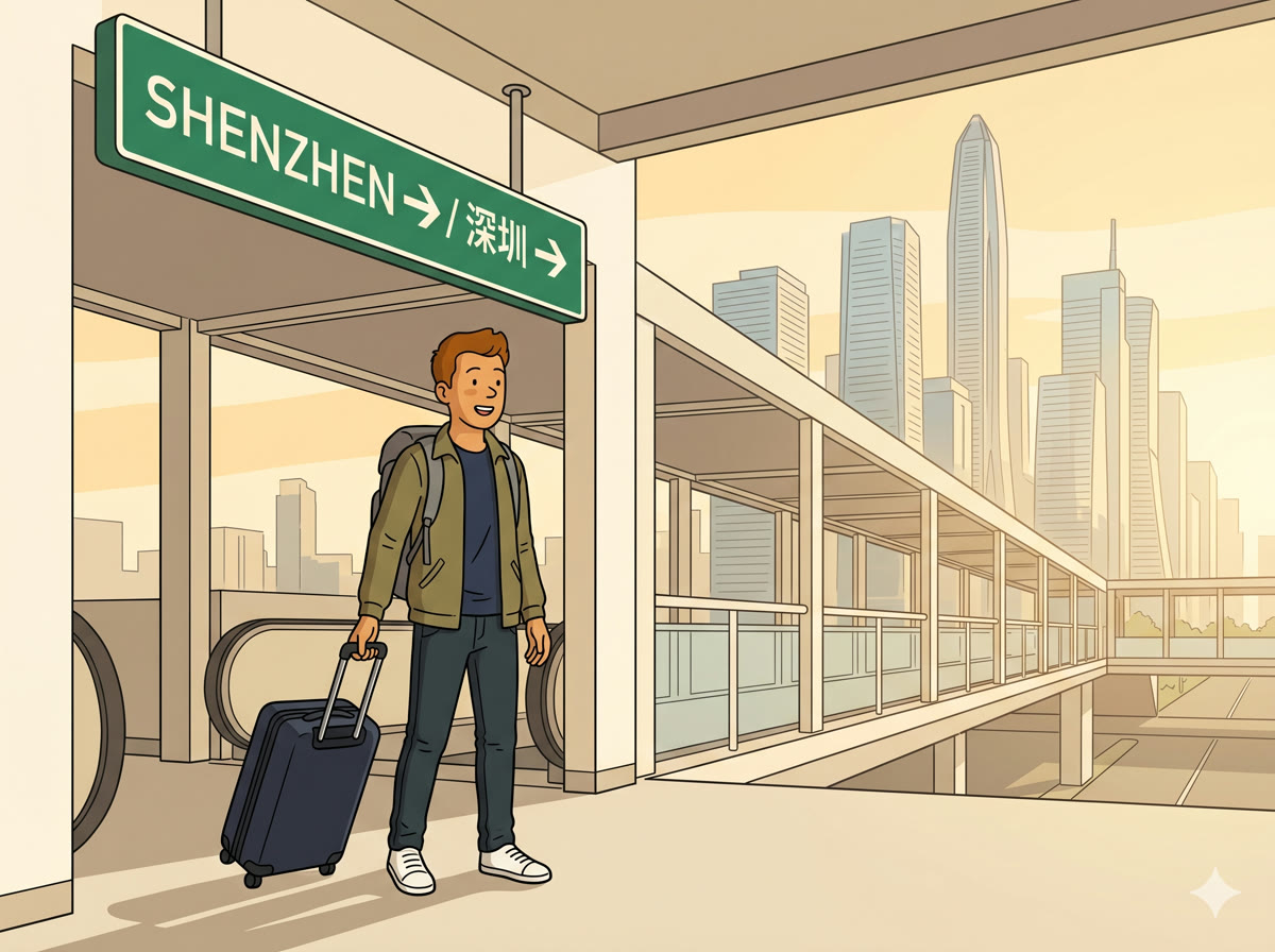Arriving at the Hong KongβShenzhen border crossing